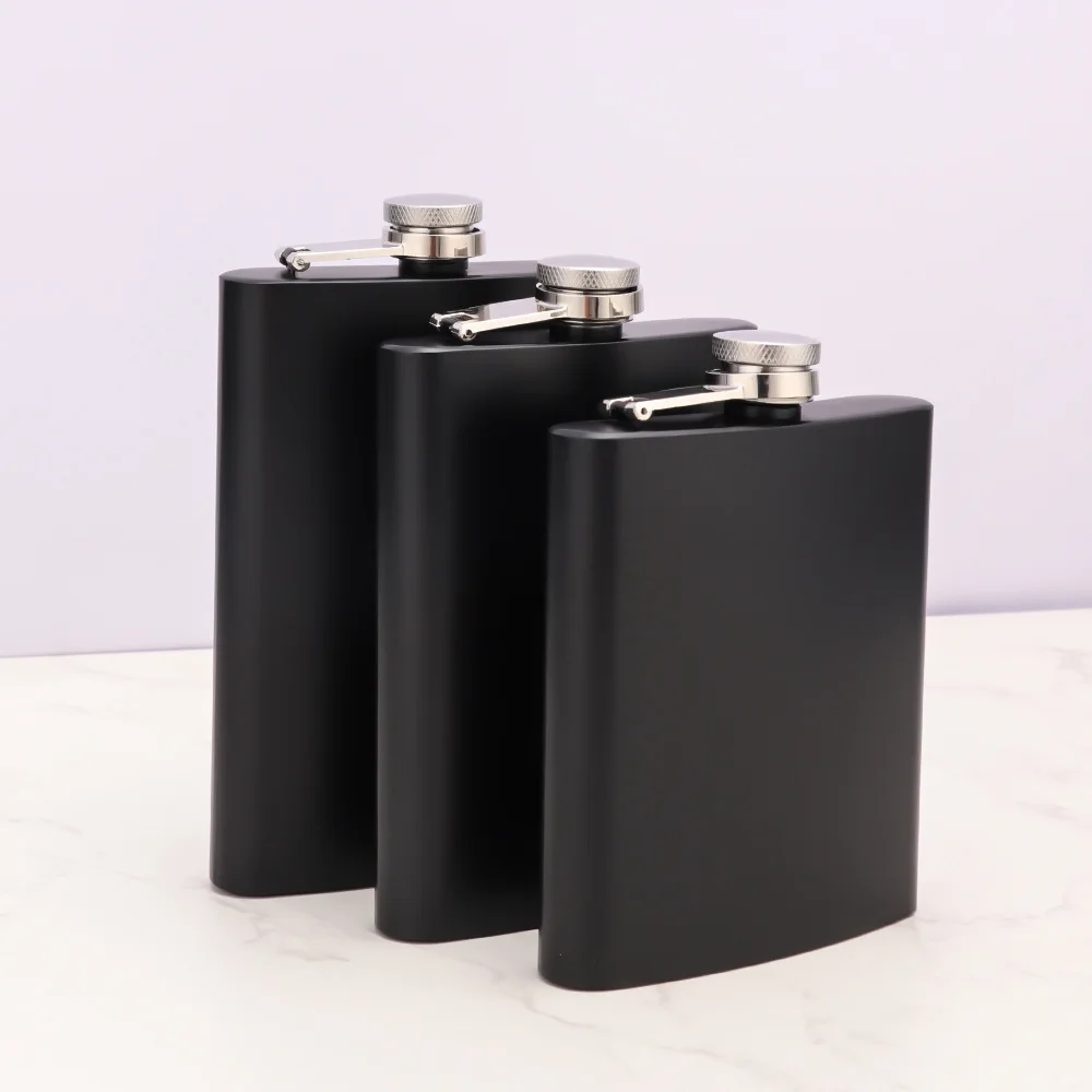 2/6/7/8/9/10/12 أوقية مربع الفولاذ المقاوم للصدأ قارورة الورك قارورة الورك مع غطاء معدني الكحول ويسكي قارورة الورك غطاء برغي سيدة عيد ميلاد