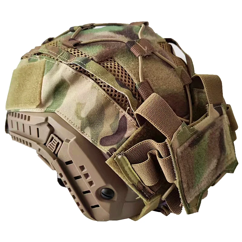 Helmet Cover with NVG Battery Pouch For Maritime Fast Helmet Hunting, Helmet Cloth Set MC Range Green