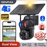 SHIWOJIA 4K 8MP 36X Zoom 4G Solar Camera Dual Lens Dual Screen Human Detect Auto Tracking Outdoor 10W Solar Panel WIFI CCTV