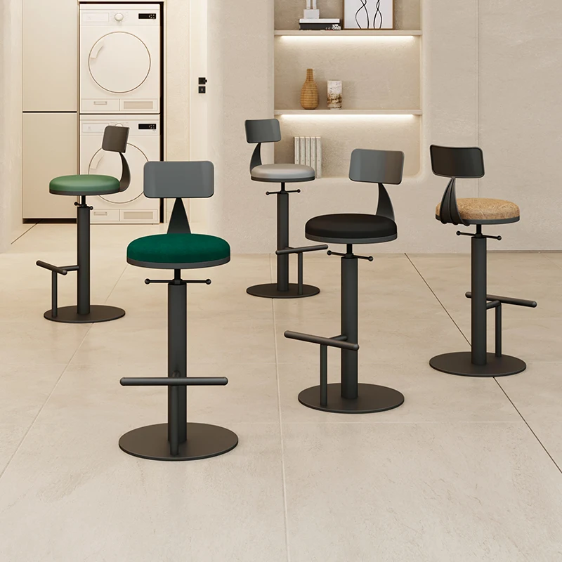 

Accent Swivel Bar Chairsdesigner Height Gray Minimalist Aesthetic Relaxing Bar Chairs Soft Comfortable Cadeira Trendy Furniture