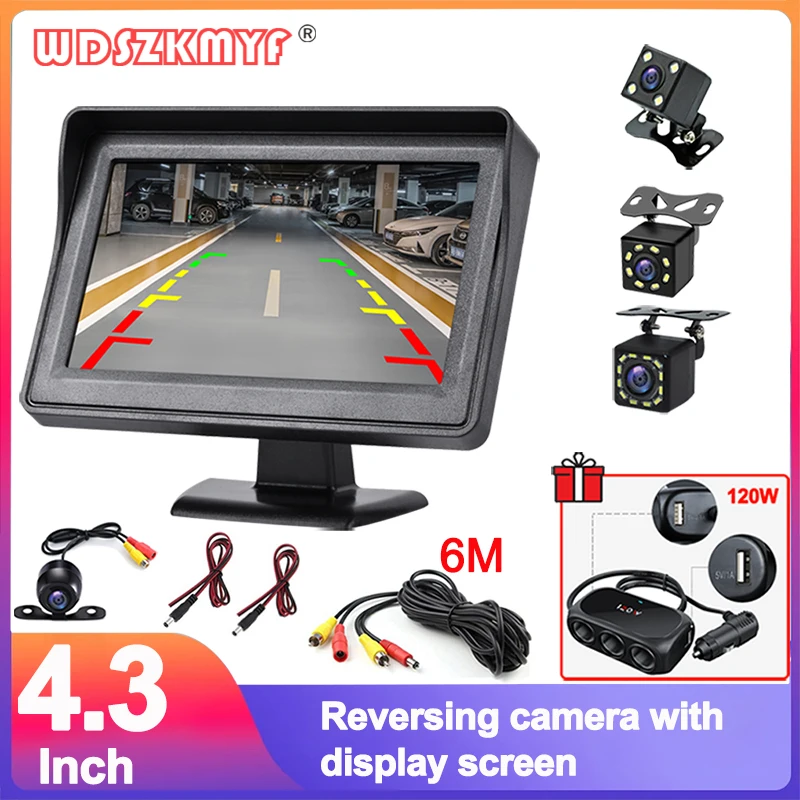 Cámara de visión trasera de 4,3 pulgadas para coche, sistema de aparcamiento, pantalla de Monitor, cámara de marcha atrás, accesorios de regalo para vehículo