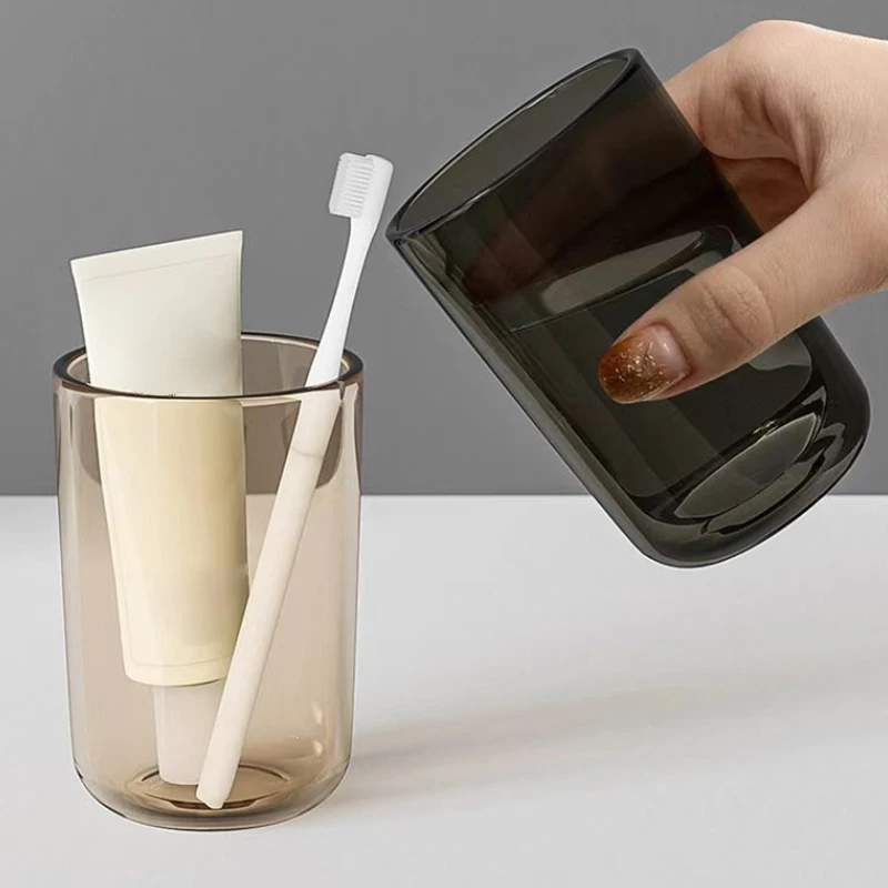 Grande capacidade casal cor sólida transparente bucal copo estilo nórdico escova de dentes copo transparente bucal copo plástico