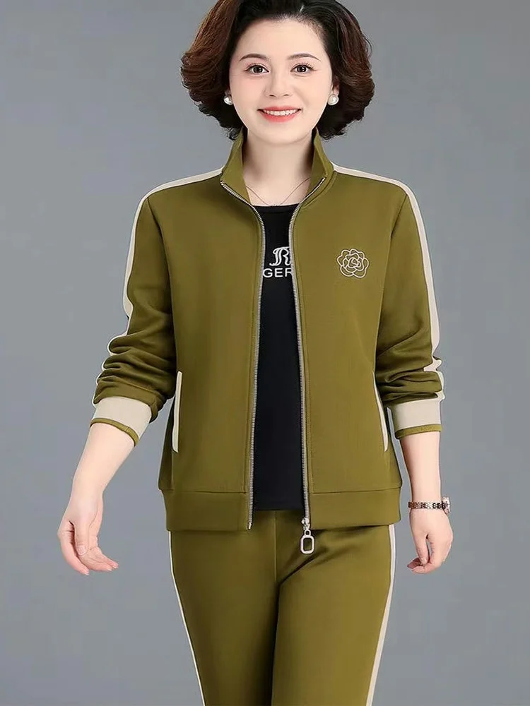Thiened Fce Damen-Sportbekleidungsset, große Größe, lässiges, lockeres Oberteil, Winter-Oberbekleidung für Frauen mittleren Alters und ältere Mütter