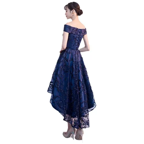 Imagen 2 del producto Nuevo vestido de banquete elegante y atmosférico de verano para mujer con un hombro al descubierto con parte delantera corta y trasera larga para vestido de noche