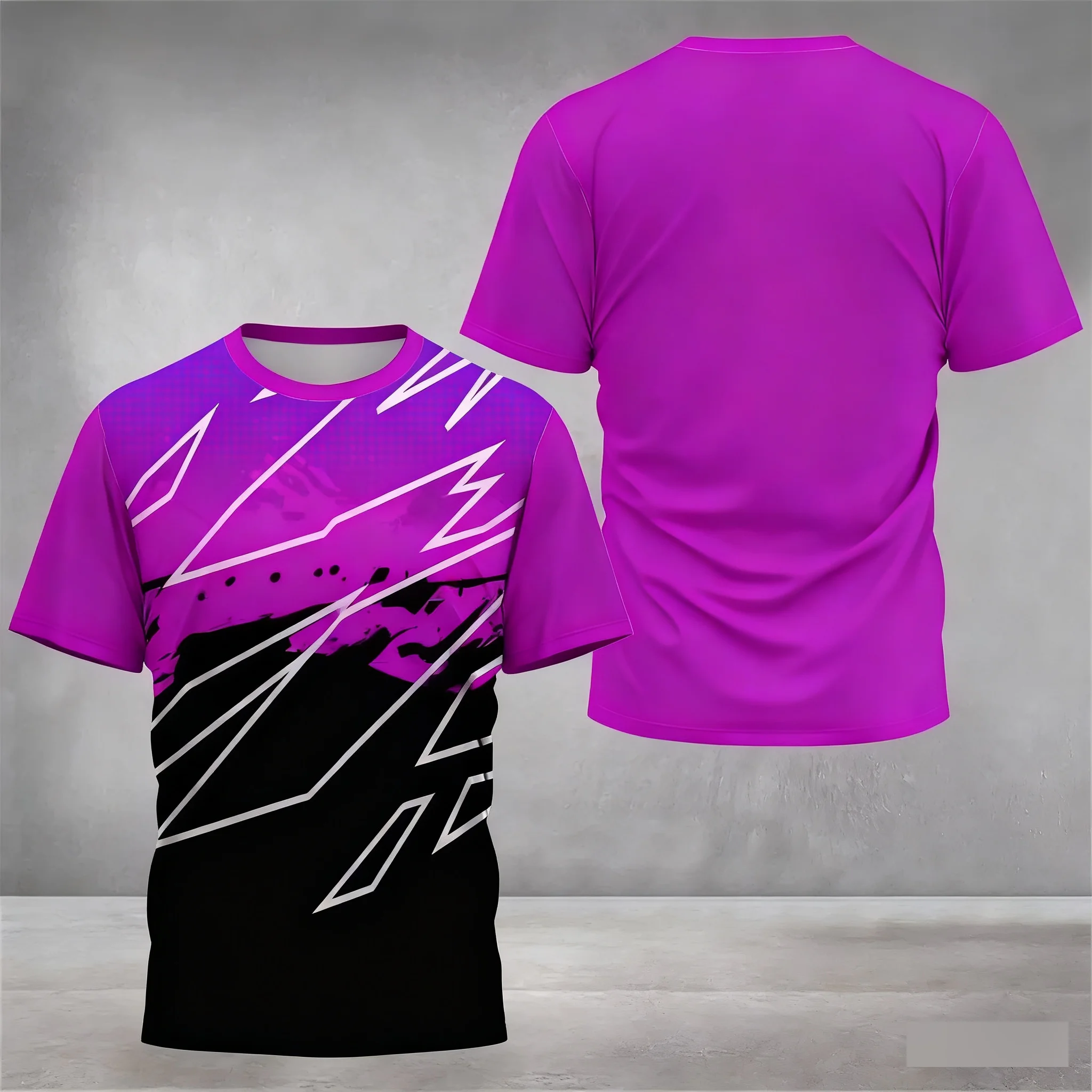 Neues 3D-gedrucktes Herren-T-Shirt für Sommer-Outdoor-Sport und Fitness, lässig und modisch, schnell trocknend und atmungsaktiv – Detail 2