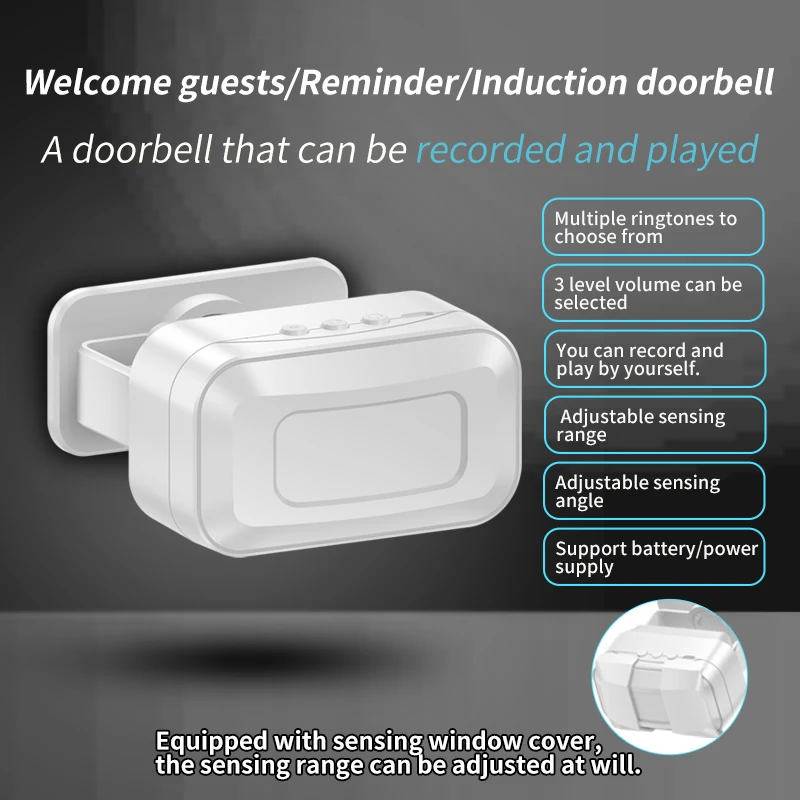 CACAZI Intelligent Welcome and Greeting Warning Doorbell Sensor Bell Alarm Door Chime Bell Entry Alert Entrance Tips for Store