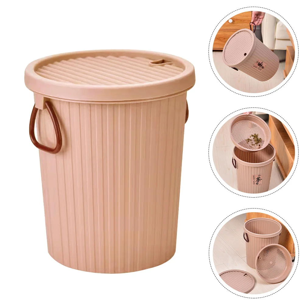 Waste Basket for Office Tea Dregs Drainage Bucket Garbage Can with Lid Household Plastic Trash Bin