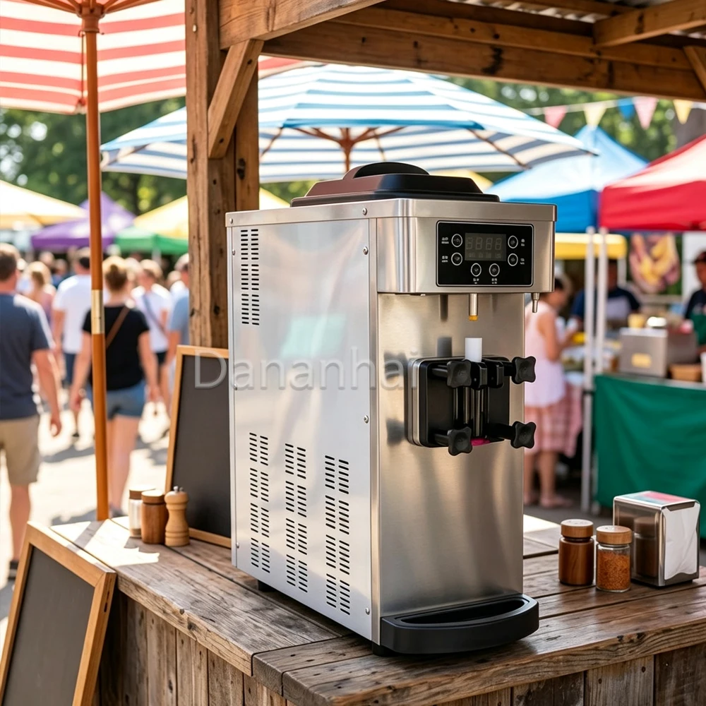Single Head Ice Cream Maker, Heavy Duty Commercial Soft Serve Frozen Yogurt Machine for Restaurant Dessert Business