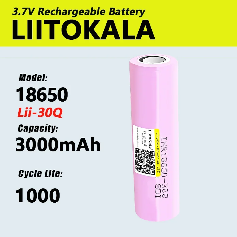 1-40PCS LiitoKala 30Q 3.7V18650 3000mAh Li-Ion แบตเตอรี่ 30A Discharge สําหรับ INR18650 ไฟฉายรถ LED ไฟโคมไฟ