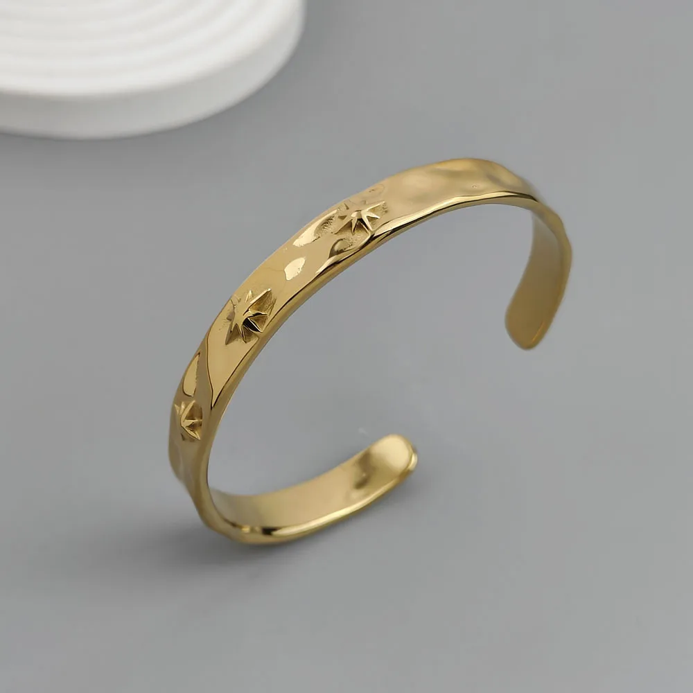 

Original integrated molded sunlight gold-plated stainless steel women's bracelet, waterproof and rust-free, couple bracelet