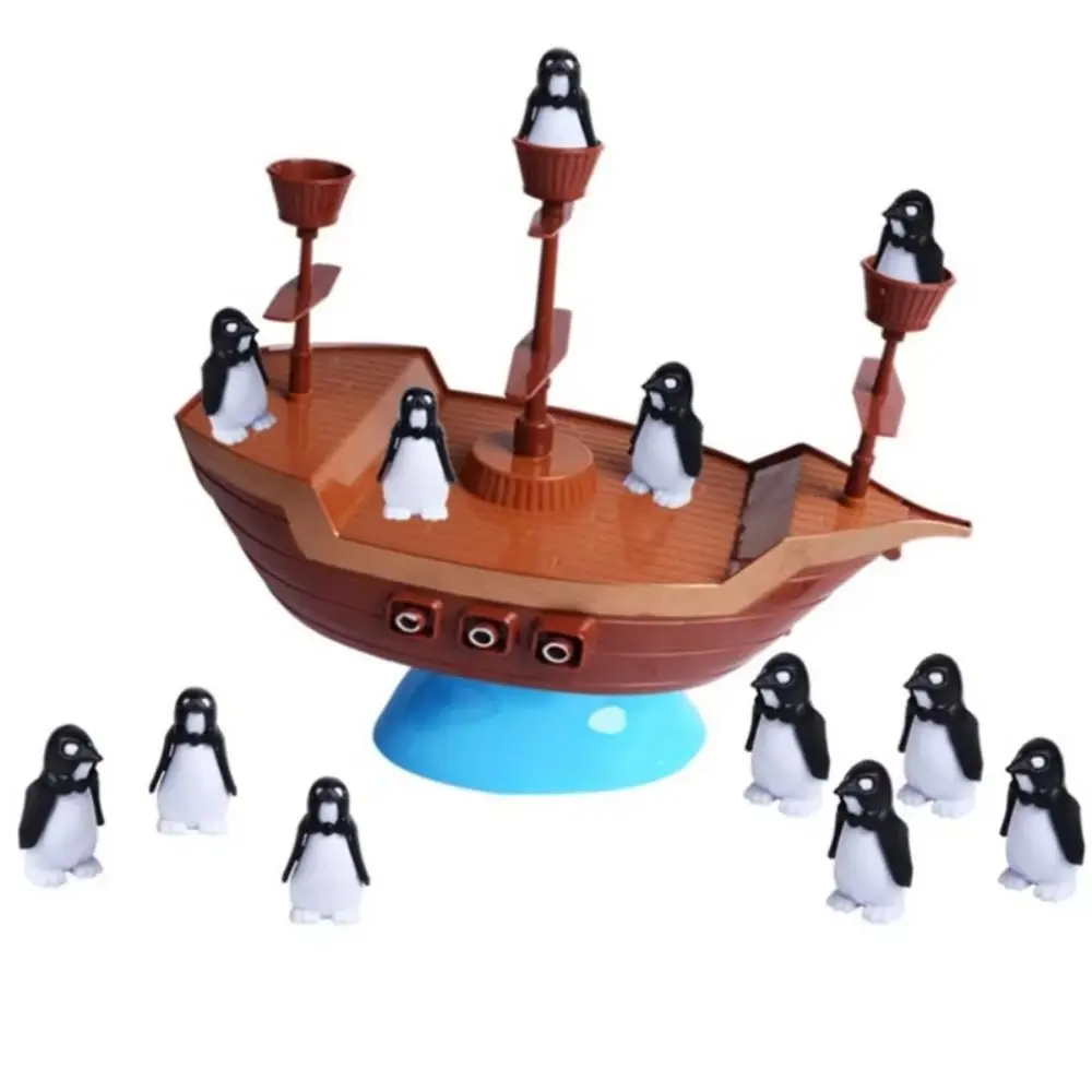 1 set Educatief Pinguïn Piratenschip Balansspel Interactief leren Piratenboot Spel Speelgoed Plastic Stapelbaar