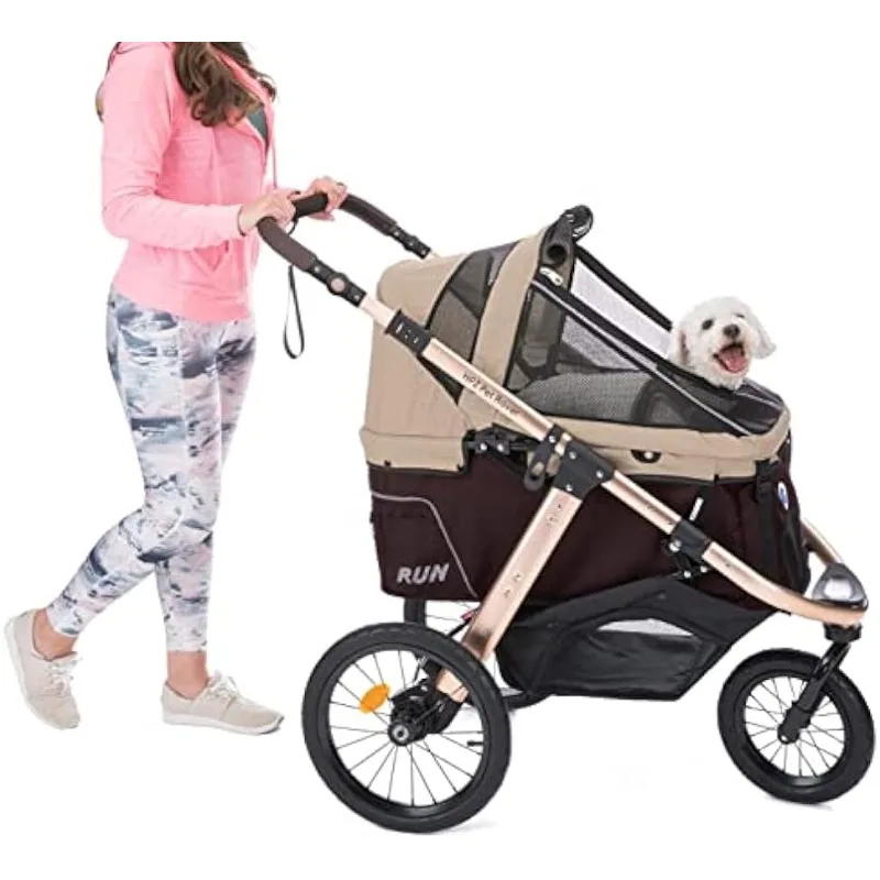 

HPZ Pet Rover Run Performance Jogging Sports Stroller with Comfort Rubber Wheels/Zipper-Less Entry/1-Hand Quick Fold/Aluminum