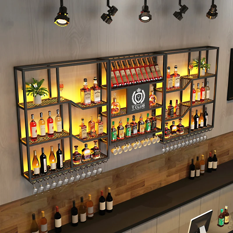 

Cocktail Salon Commercial Bar Cabinets Storage Wall Mounted Bottle Corner Wine Cabinets Shelf Stojak Na Wino Bar Accessories