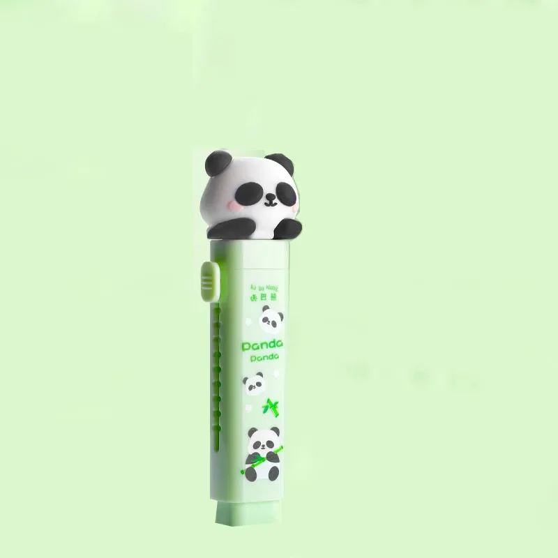 Cute Panda Eraser Pencil, Push-Pull Pen Shape, papelaria de borracha para crianças, material escolar estudantil, novo