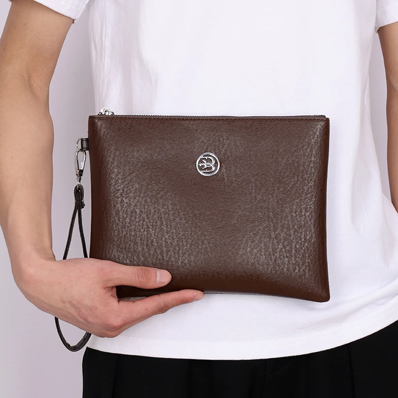New Business Style Men's Clutch Large Wallet Soft PU Leather Male Wristlet Pack Bag Elegant Leisure Stylish Hand Bags Man Pouch