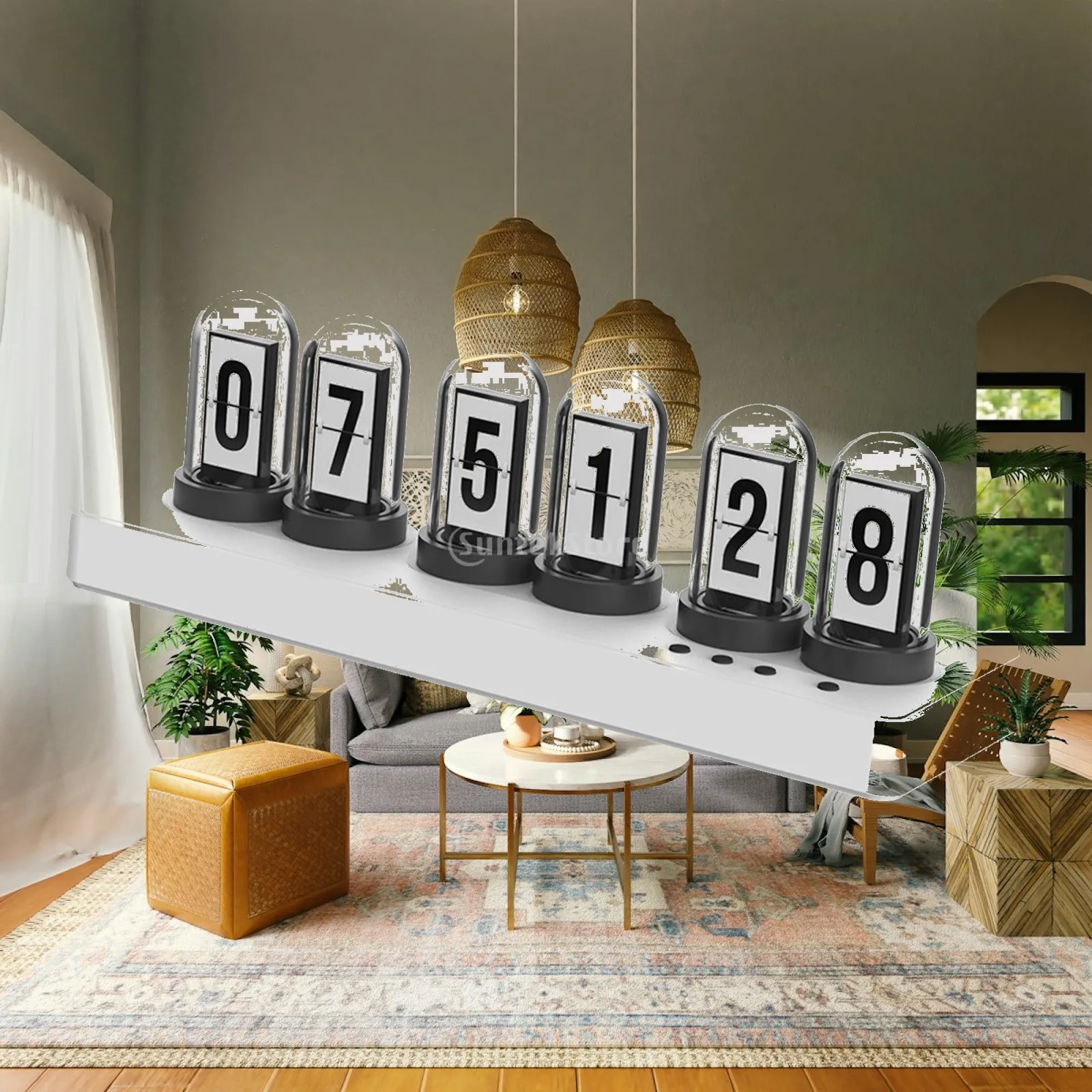 Nixie Tube Clock 6 Bit IPS LCD Screen Vintage Room Decor USB Powered Glow Tube Clock for Bedroom Living Room Study Desk Office