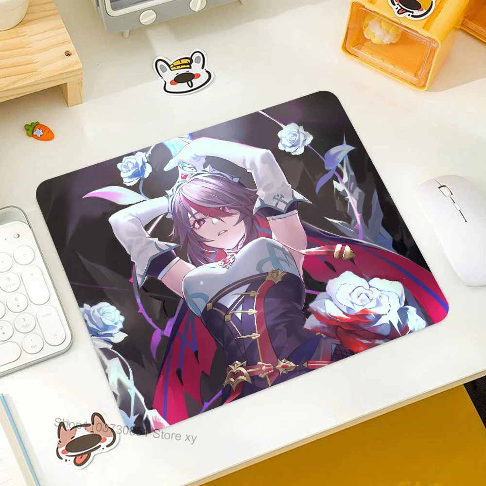 

Rosaria Genshin Impact Mousepad RGB Small Size Gaming Mouse Pad With LED Light Desk Mat Super Smooth Non-slip Rubber Bottom