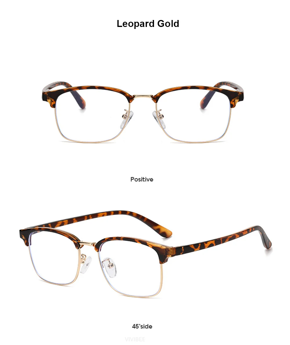 VIVIBEE Klassische Halbrandlose Anti-Blaulicht-Brille für Herren, quadratisch, Ray-Filter, Computer-UV400-Brille für Damen – Detail 15