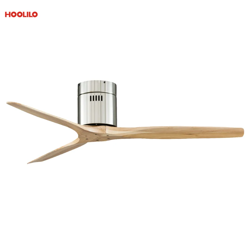 52Inch Brushed Luxury 3 Wooden Blade DC 85V - 260V Motor Decorative Ceiling Fan Ventilator Light Remote Control