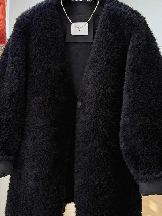 

Большой размер 300, осенне-зимнее новое пальто из меха ягненка для мужчин и женщин, пара V Ne, утягивающее теплое повседневное пальто