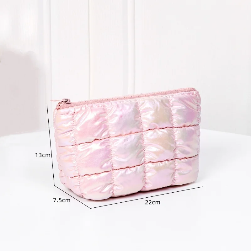 

Romantic Pink Women's Small Pleated Clutch Handbag Fashionable Simple High-Quality Casual Makeup Bag for Ladies