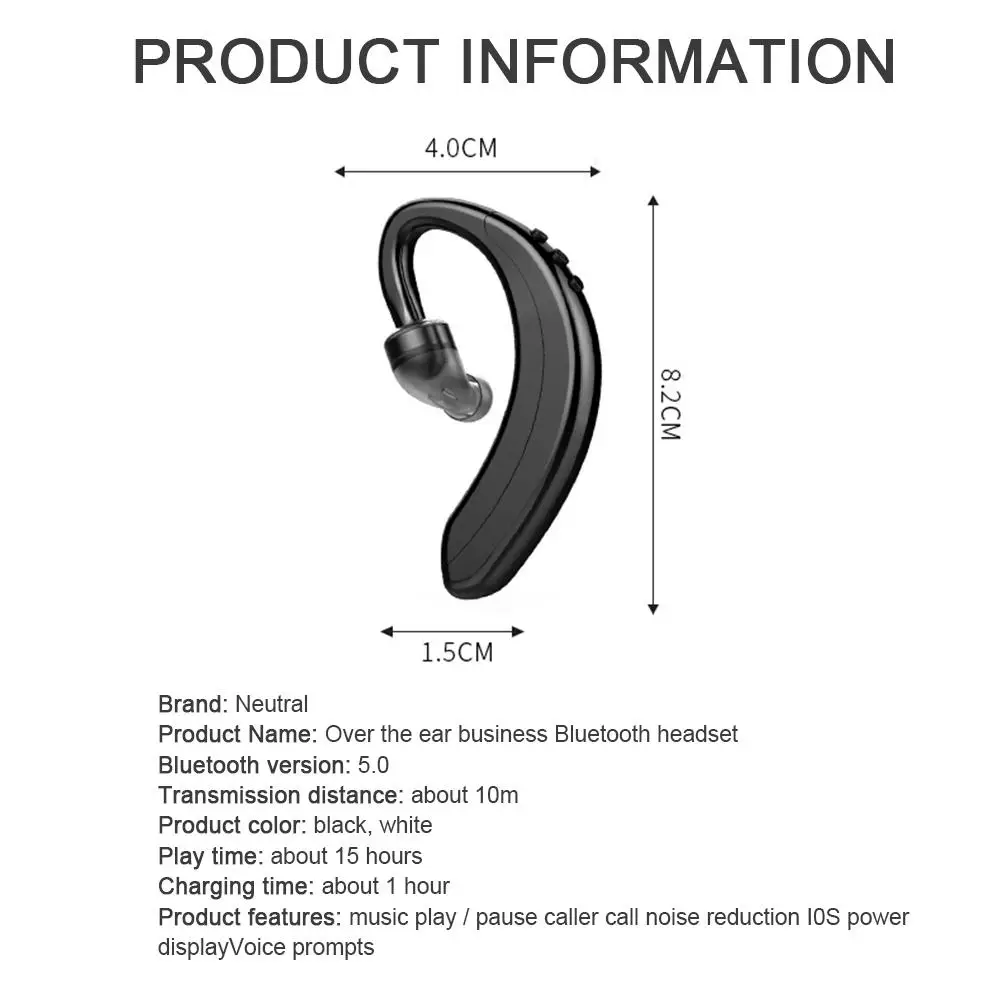 Drahtlose Sport-Ohrhörer Einzel ohr Bluetooth-Headset Mini Business-Stil Ohr haken Ohrhörer Stereo-Kopfhörer