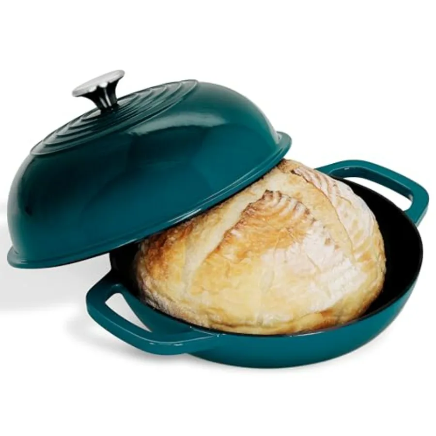 

Dutch Oven for Sourdough Baking 10 Inch Enameled Cast Iron Bread Cloche Artisan Bakers Ceramic Coated Loaf Pan for Homemade Bou
