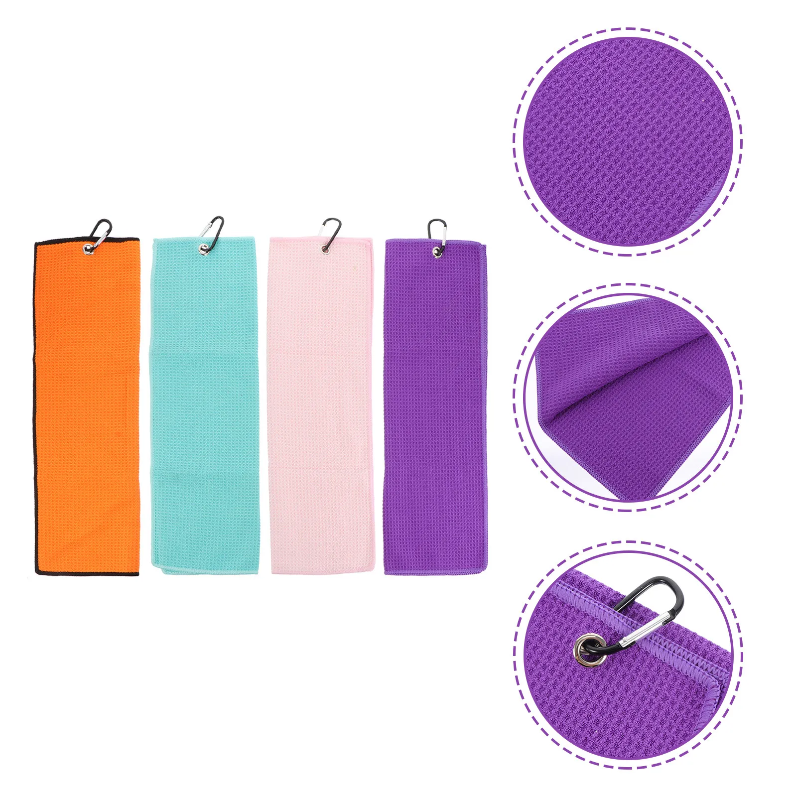 4Pcs Golfing Towels Professional Grade Polyester Material Super Absorbent Sweat Wicking Breathable Compact for Golf Training