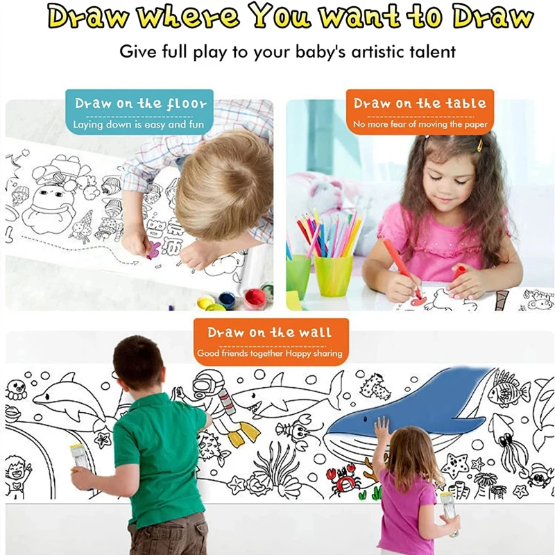 لفة ورق تلوين لاصق للأطفال ، لفافة جرافيتي ذاتية الصنع ، ملء الألوان ، الطلاء ، الألعاب التعليمية ، هدية للفتيات ، ألعاب الرسم الساخنة