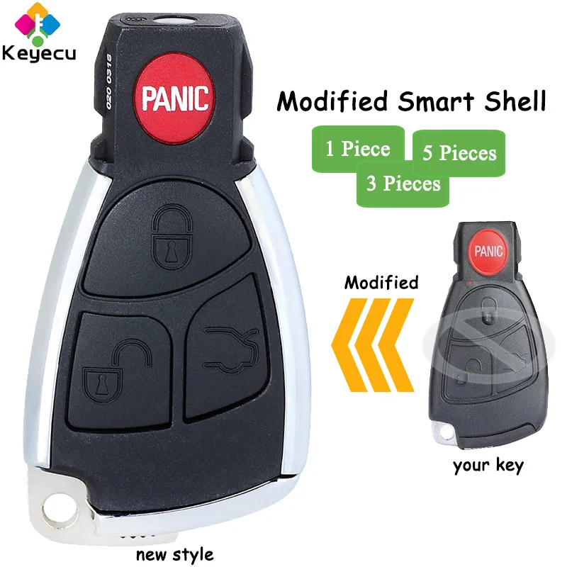 

KEYECU Modified Smart Remote Control Key Shell Case Cover for Mercedes Benz C E S CL CLK SL SLK 1999-2006 Fob FCC ID: IYZ-3312