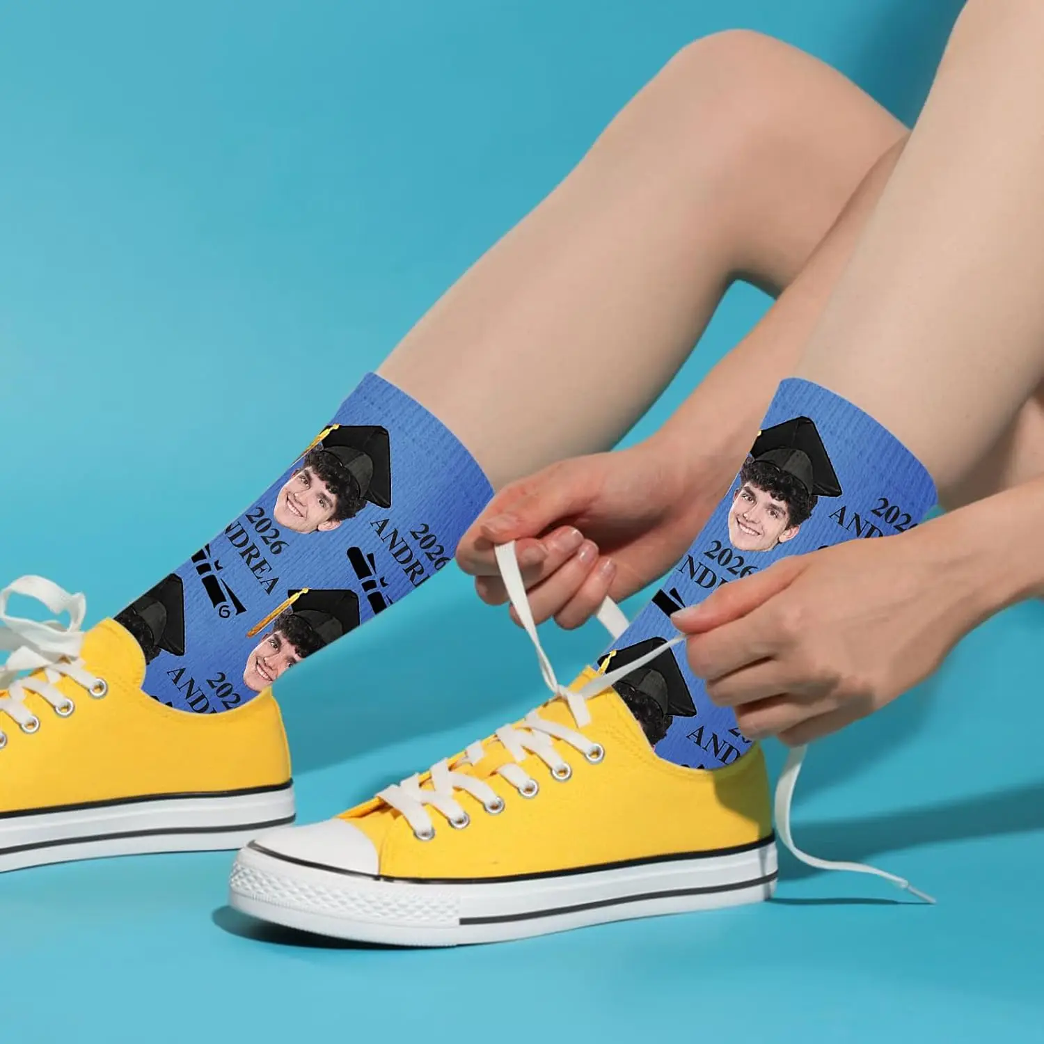 Dreamdecor 2026 Graduation Custom Socks, Funny Gifts for Him Her Nurse Face Socks, Personalized Photo Socks for Men Women