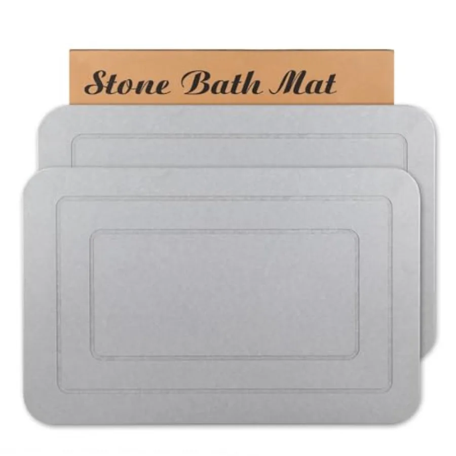 

2 Pack Stone Bath Mat Diatomaceous Earth Shower Mat Non-Slip Super Absorbent Quick Drying Bathroom Kitchen Floor Mat 24x15