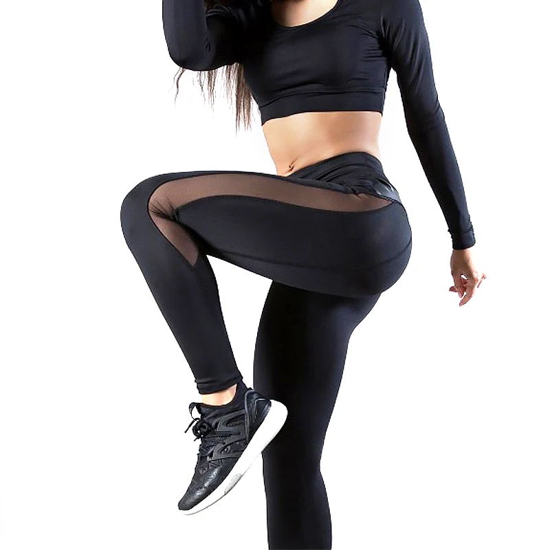 

Women Solid Yoga Pants High Waist Breathable Slim Fit Lifting Hips Patchwork Sports Pants