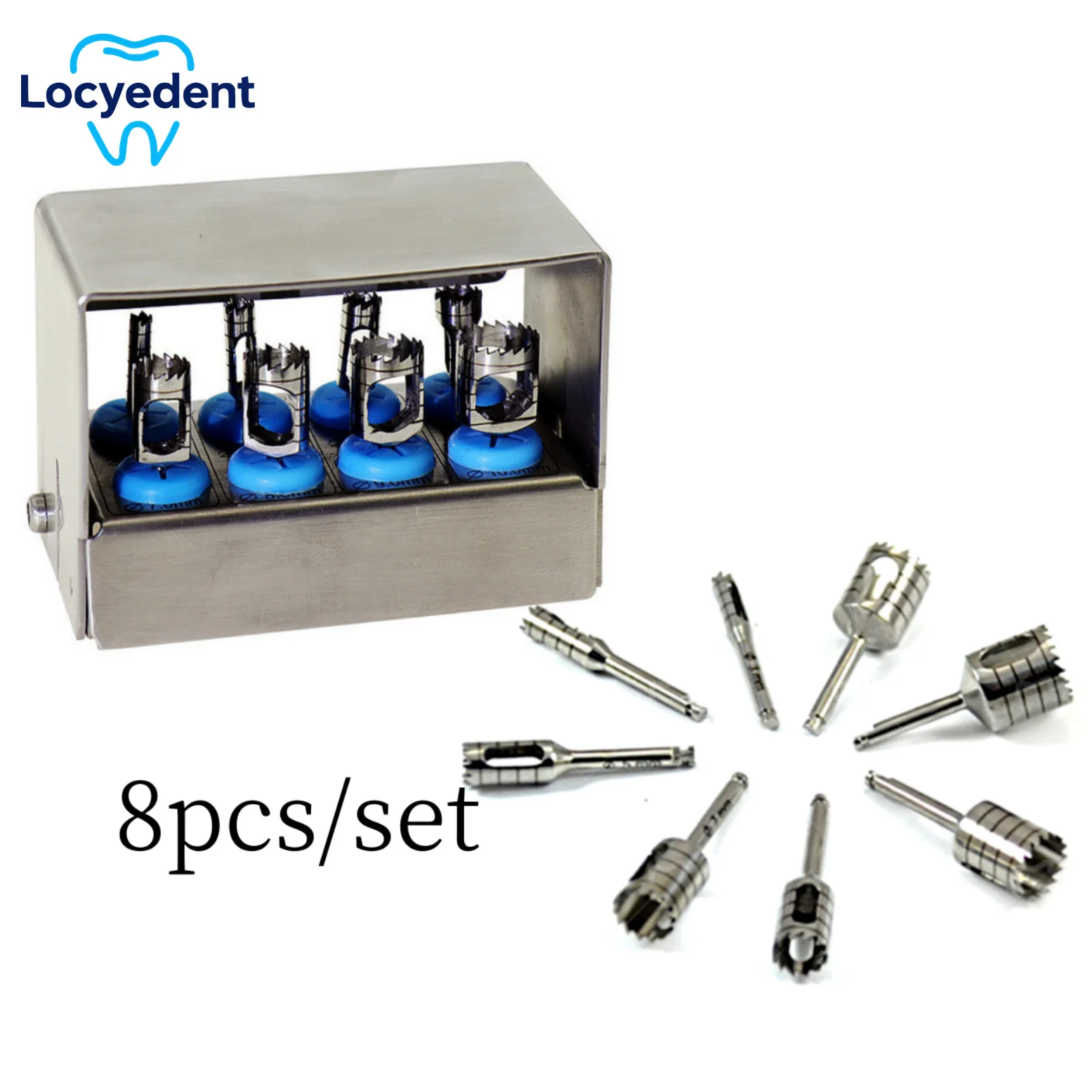 8 Pcs Dental Implant Bone Trephine Drills Kit / Trephines Set / Universal Trephines