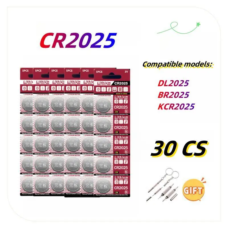 

CR2025 30PCS Coin Cells Lithiuith Coin Cells Batteries DL2025 BR2025 LM2025 ECR2025 For Watch Remote Key Calculators