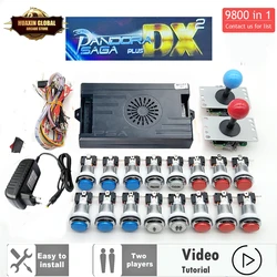 9800 em 1 kit de arcade pandora caixa cx led botões de arcade mame 5 pinos 8 vias joystick arcade pandora caixa cx kit 4 jogadores pandora