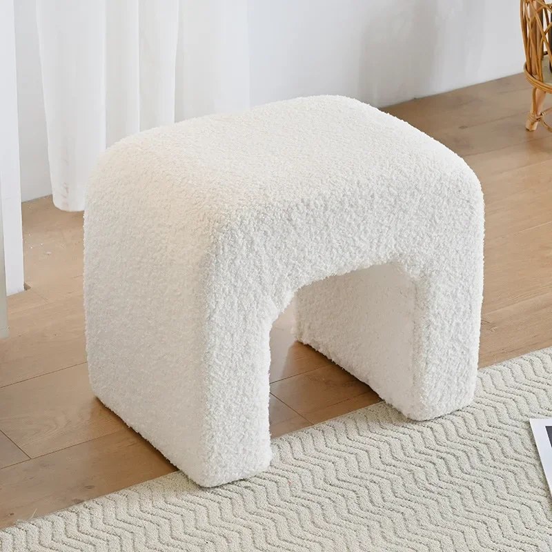Lamb wool dressing stool, simple and modern, sofa stool manicure