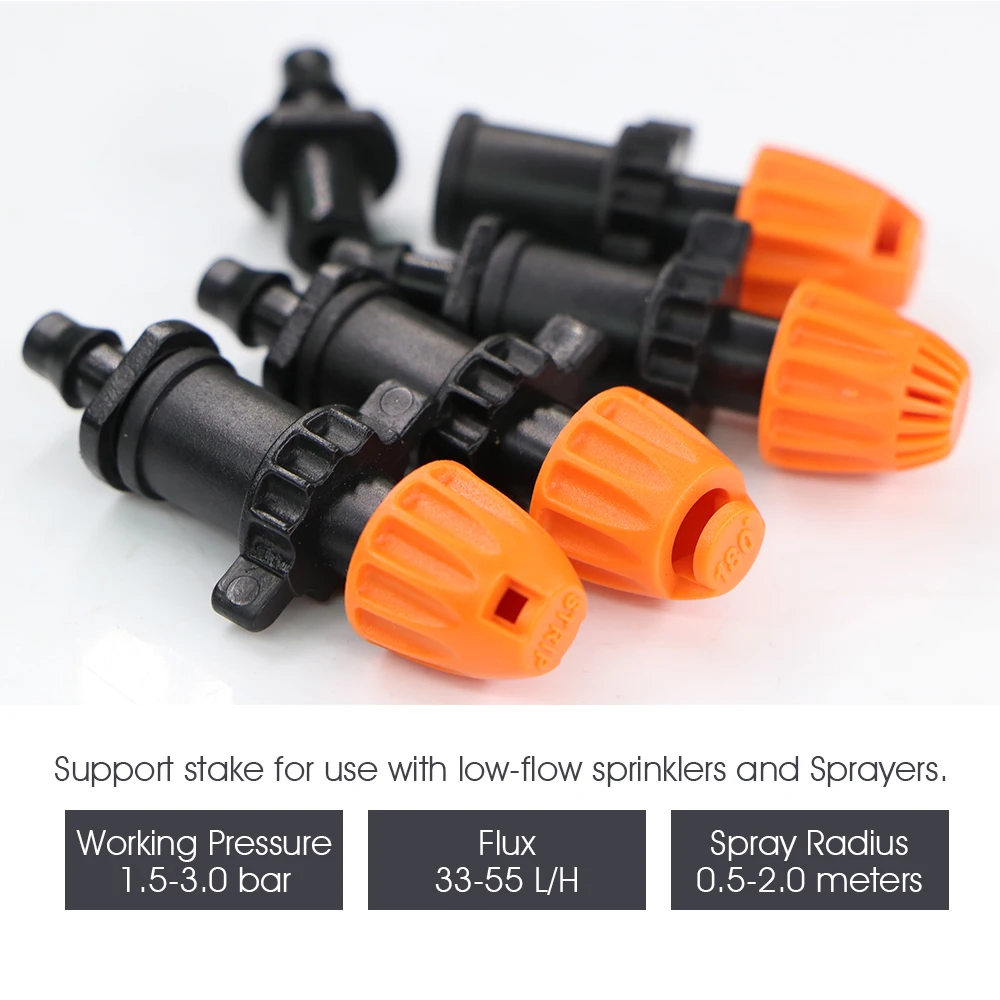 15 szt. 90 °/180 °/360 °/kąt rozpylania paska opcjonalnie dysza do podlewania 7.5mm nawadnianie ogrodu zraszacze regulowane pomarańczowe dysze