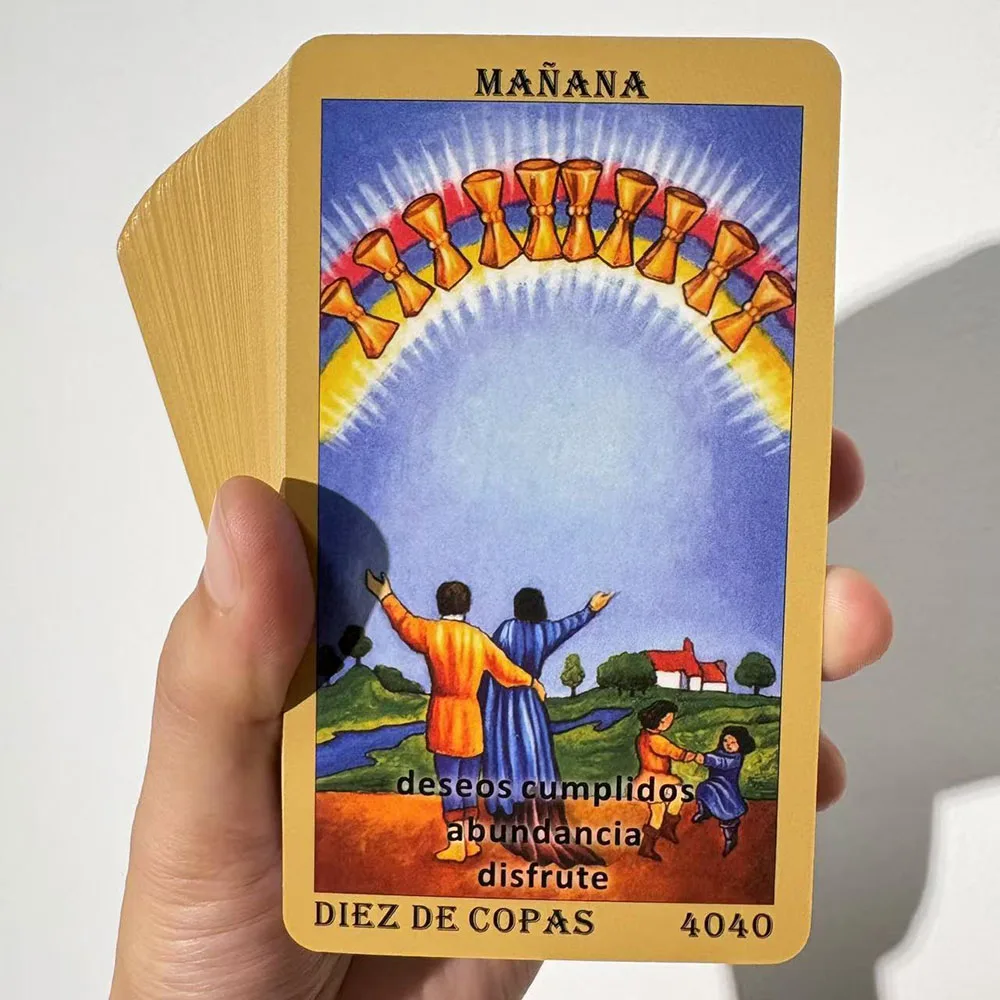 Spanisches Tarot-Deck, klassische Tarotkarten, 78 Karten mit Schlüsselwörtern, The Time Revelation Deck, 12 x 7 cm große Karten, Wahrsagespielzeug