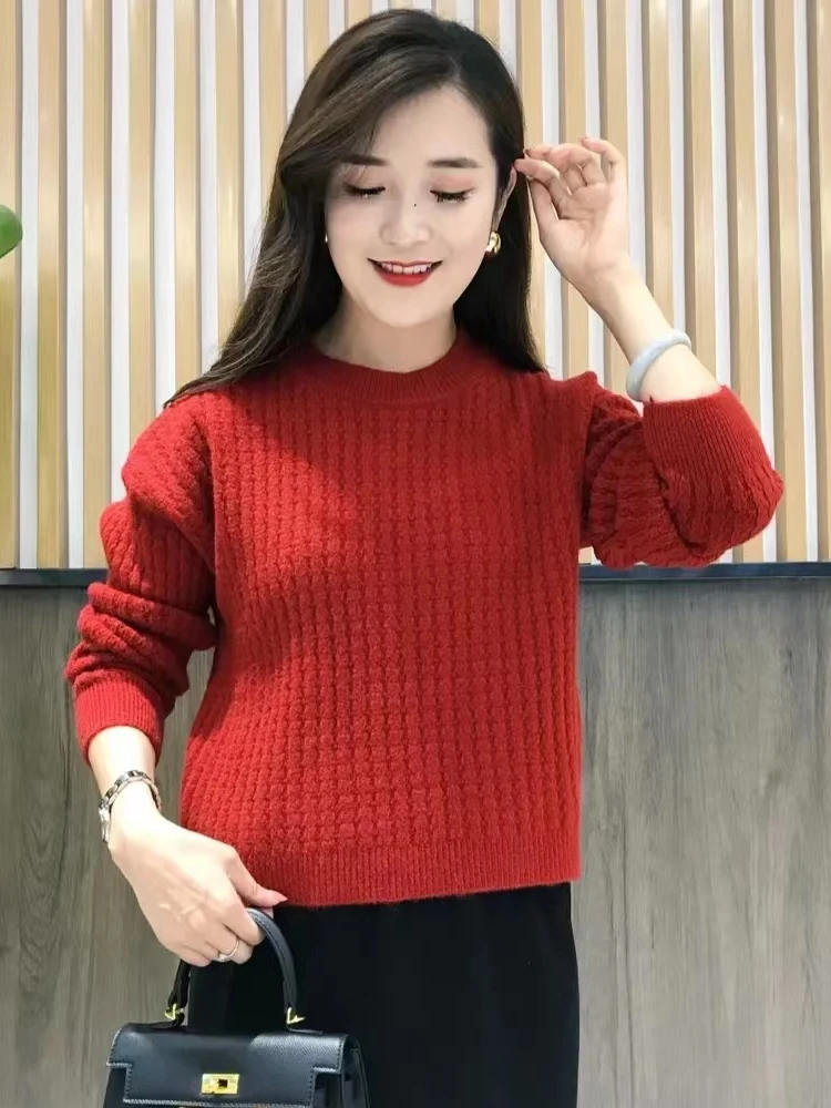 

2024, круглый вязаный свитер Ne ort ярких цветов, женский базовый свитер, осенне-зимний сезон, универсальный верхний трикотаж