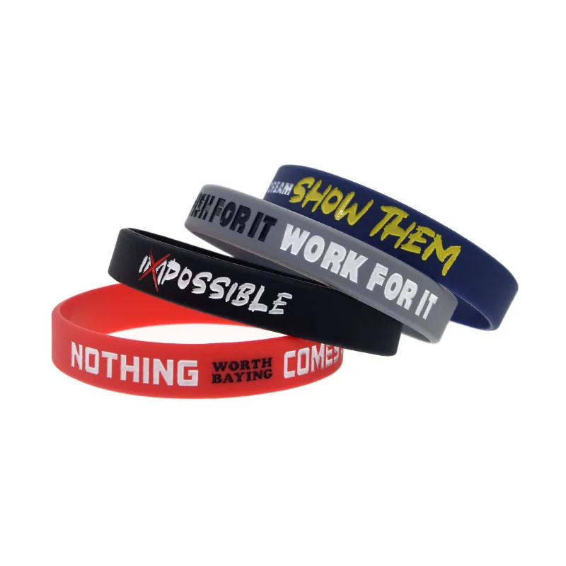 1 PC-Armband aus Silikon mit inspirierenden Zitaten, kein Geschlecht, kein Wunsch für es, Armreif, 5 Farben – Detail 14