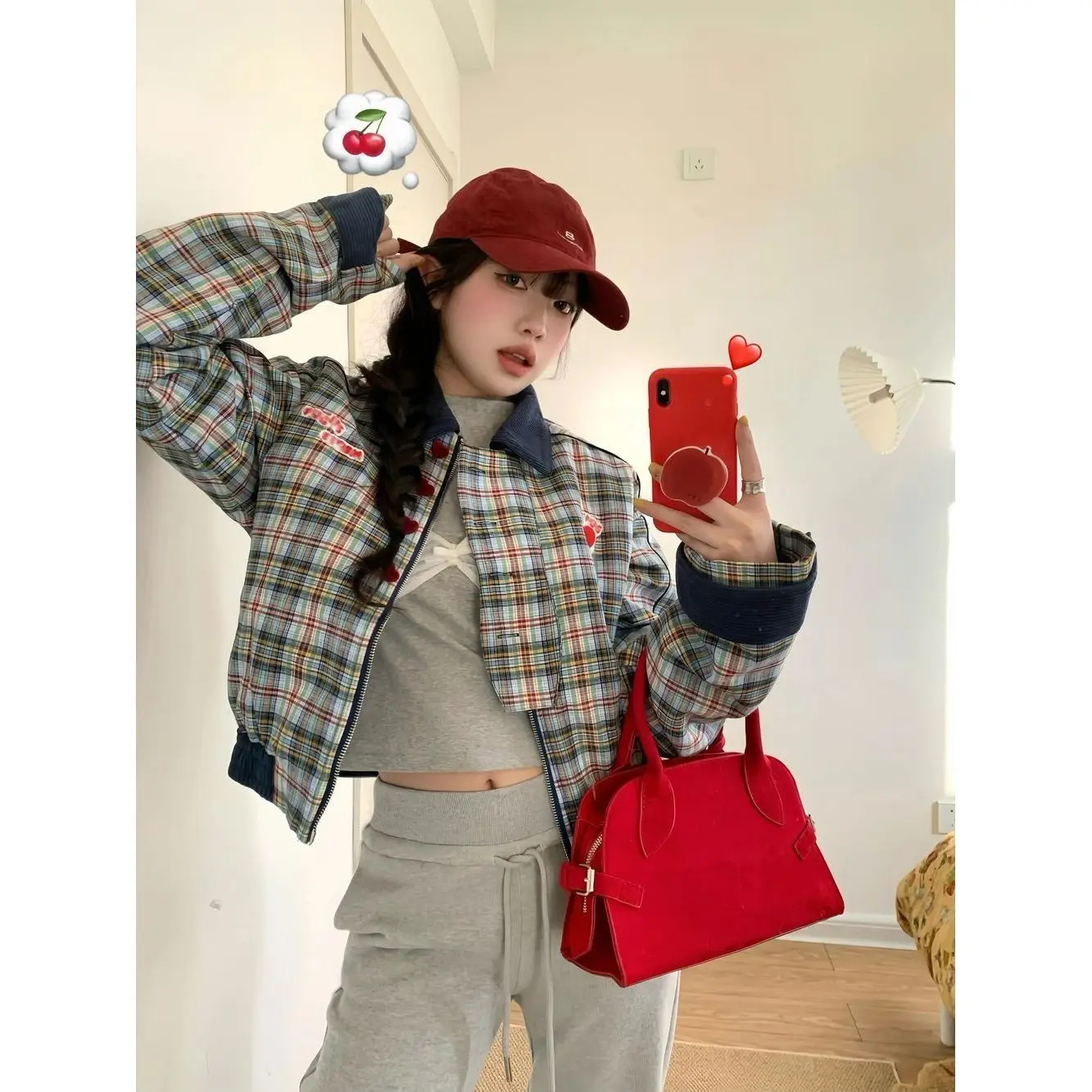 

Женские модные куртки, красочные, уютные, прочные, с металлической пряжкой, в клетку, из овечьей шерсти, универсальная жаккардовая одежда