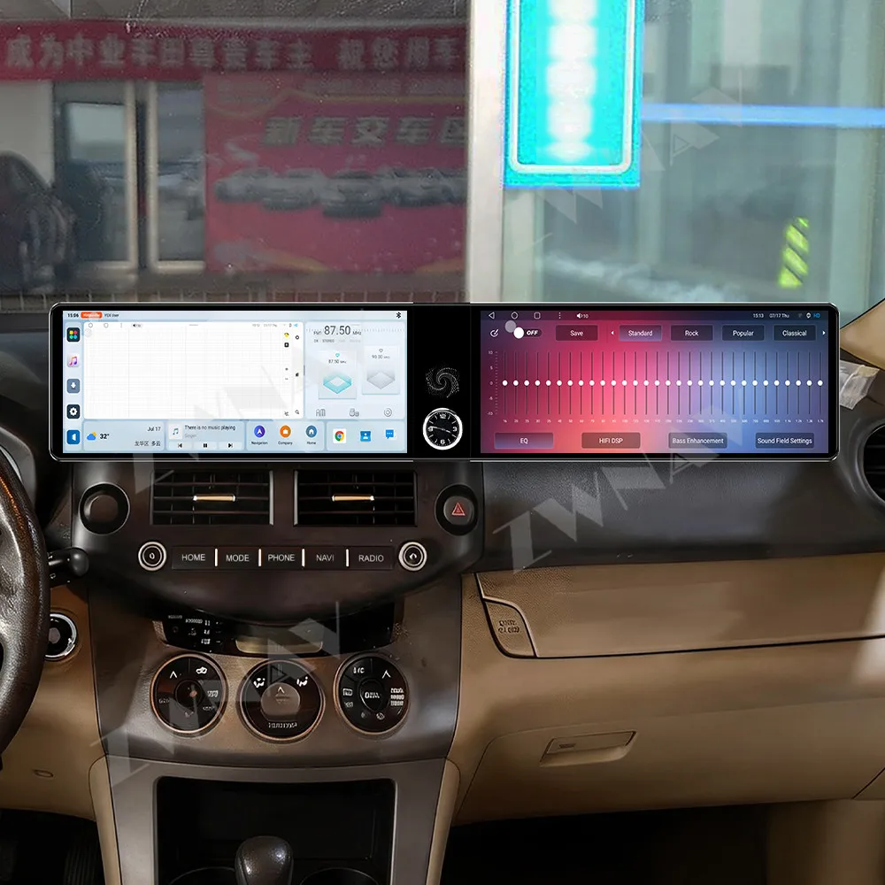 Crystal Android 13 Car Radio For Toyota RAV4 2007-2012 Dual 12.3 Inch HD Touch Display CarPlay GPS Dashboard Modification Kit