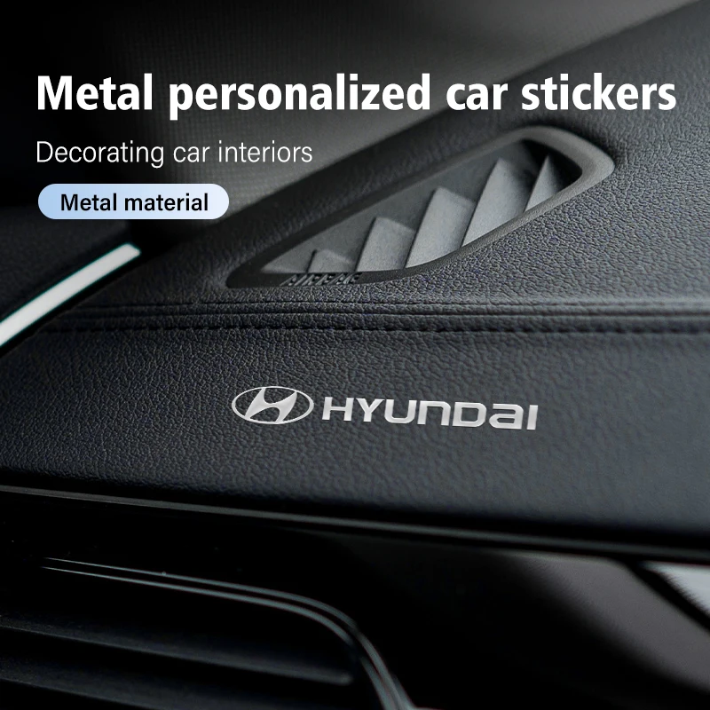 4 Emblemas Metálicos Plateados con Logotipo para Hyundai, Adhesivos Decorativos para Modelos Tucson IX35 I30 I20 Kona Coupe Veloster I40 Getz