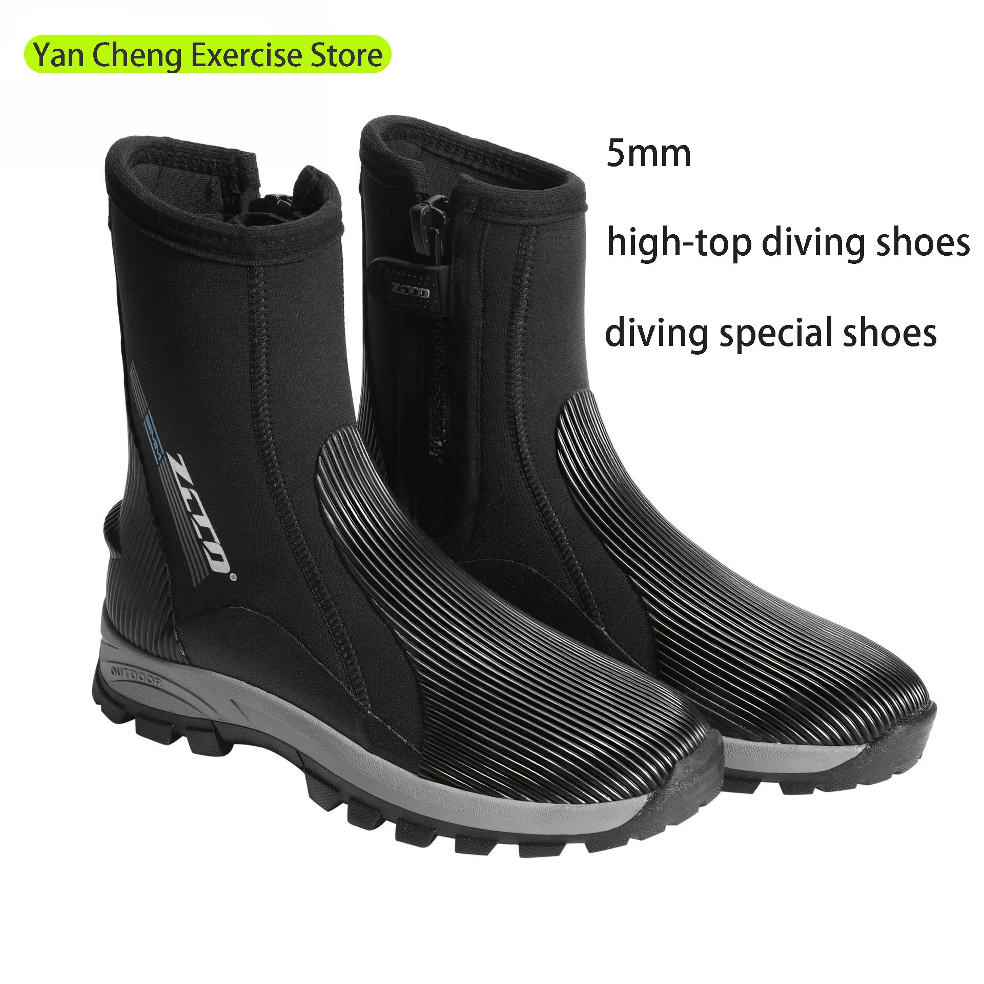 5mm Diving Boots High Top Hard Sole Anti-slip Wetsuit Shoes Snorkeling Water Sports Boots Outdoor Fishing Beach Wading Shoes