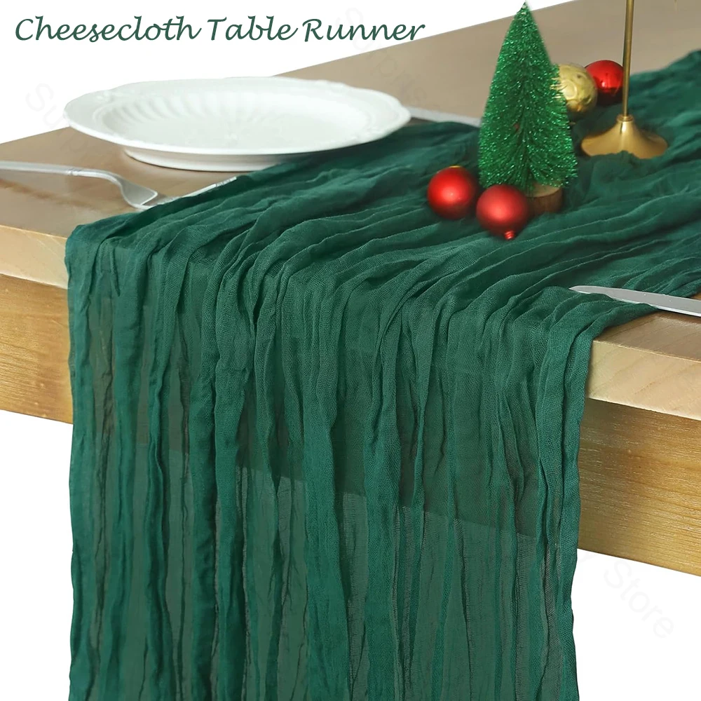Christmas Green Cheesecloth Table Runner Rustic Boho Emerald Green Cheese Cloth Table Runner Wedding Bridal Shower Decorations
