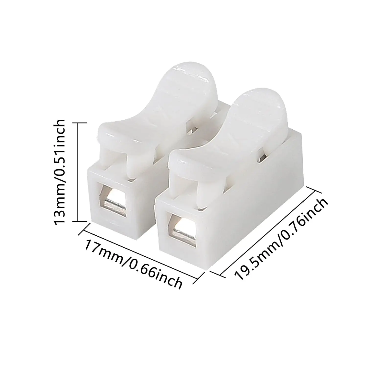 55pcs CH-2 Electrical Cable Connectors Block Push Quick Wire Cable Connector 2 Pin Push-in Spring Loaded Electrical Connectors