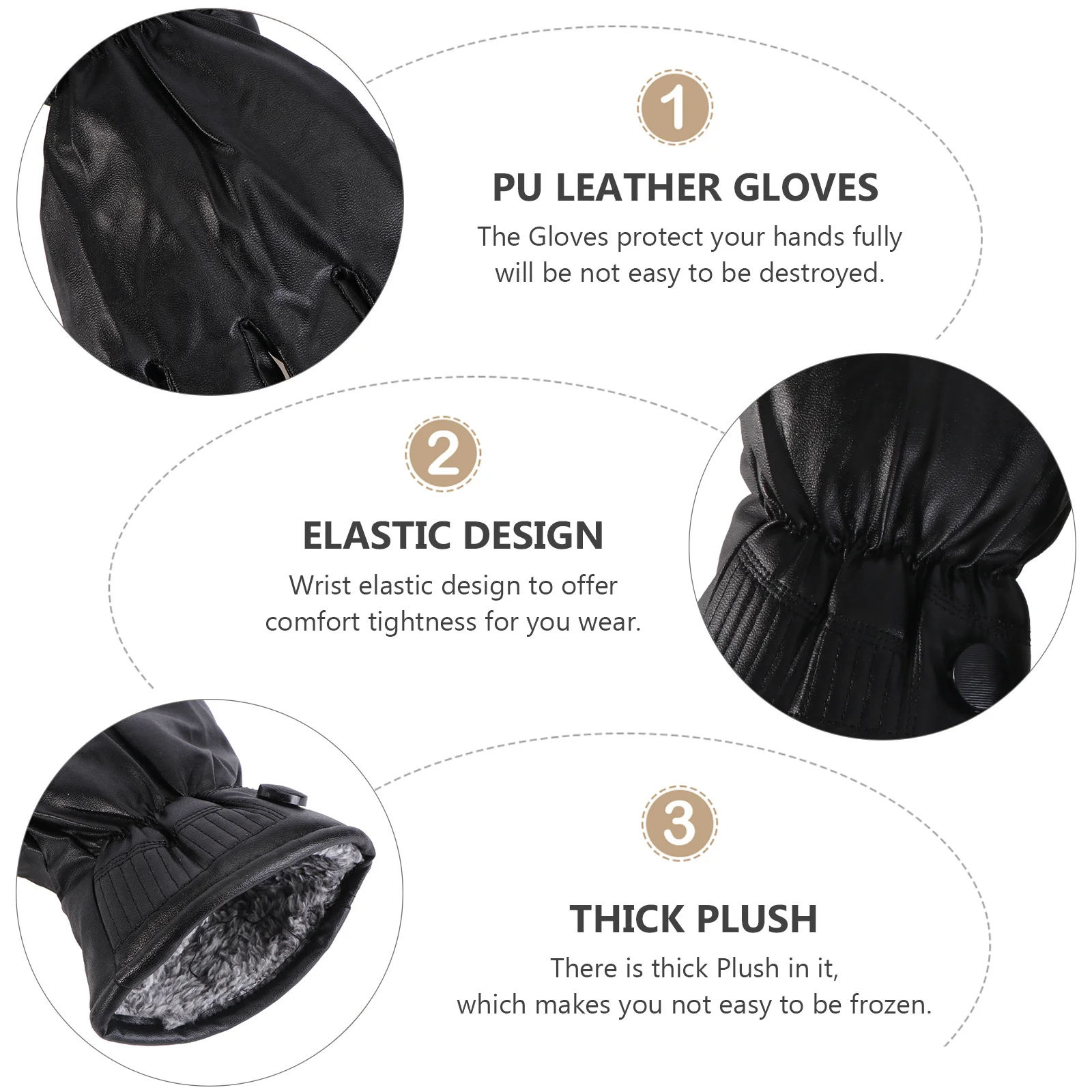 قفازات شتوية سوداء من البولي يوريثان مضادة للكهرباء الساكنة وسميكة ودافئة لركوب الدراجات والمشي لمسافات طويلة والرياضات الخارجية قفازات حماية للأصابع