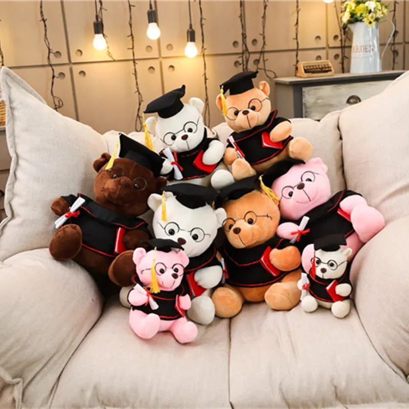 18cm Graduation Commemorative Gift Doctor Bear Cute Plush Toy Children's Sleeping Pillow Toy Doll Family Christmas Gift