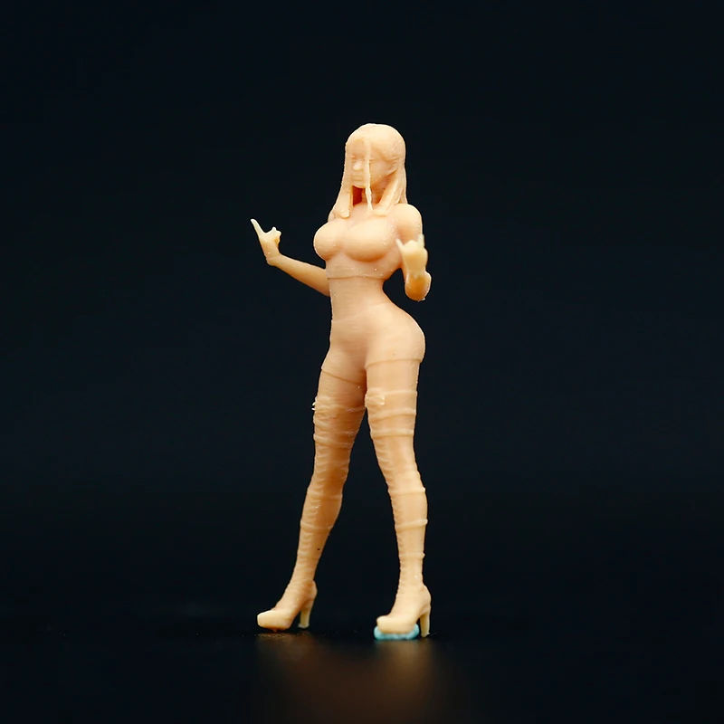 1:64 Provocative Beauties Erect Middle Finger Handicraft Figure Model Miniature Need To Be Colored By Yourself